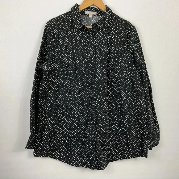 Woman Within Polka Dot Button Down Shirt Size Large 18/20 - Picture 1 of 6